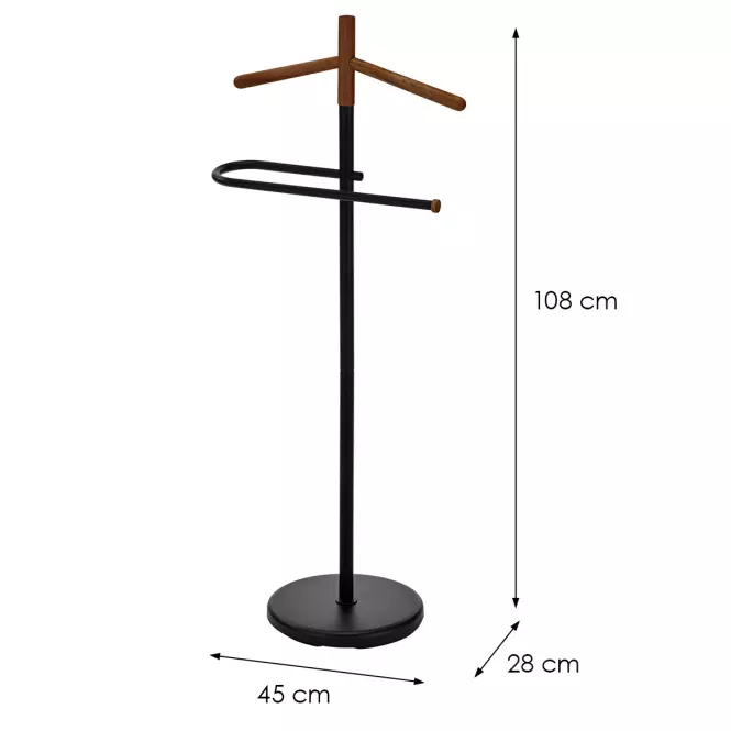 Věšák na oblečení/němý sluha GC6679 černá/ořech