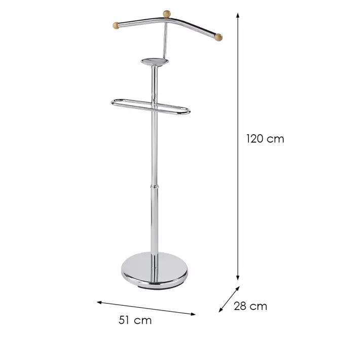 Věšák na oblečení/němý sluha GC7503 chrom/přírodní