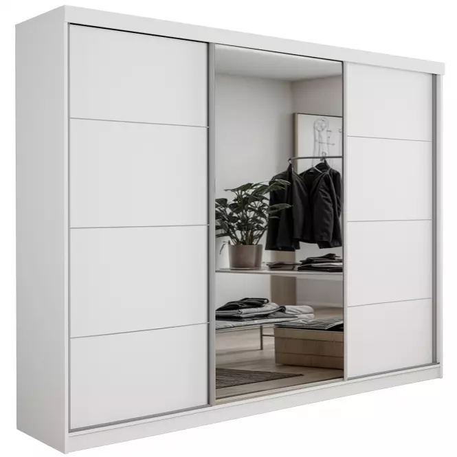 Skříň Palermo 250 bílá + zrcadlo