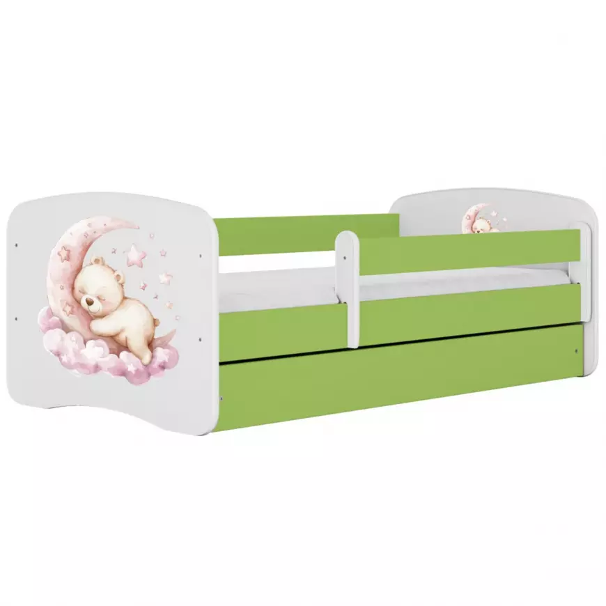 Dětská postel Babydreams zelená, pohled z boku