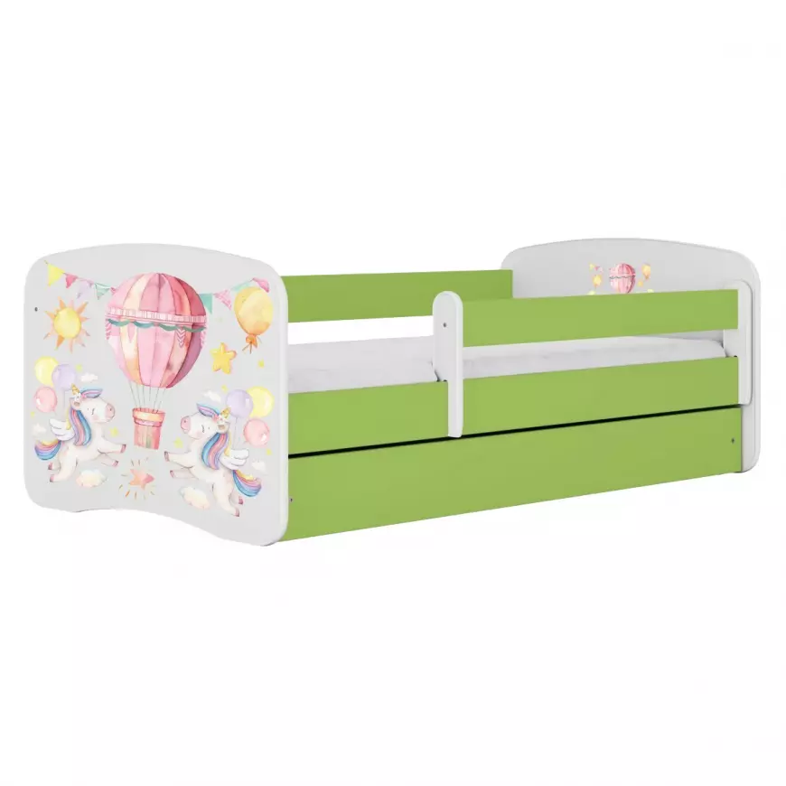 Dětská postel Babydreams+SZ+M zelená 70x140 Balónek