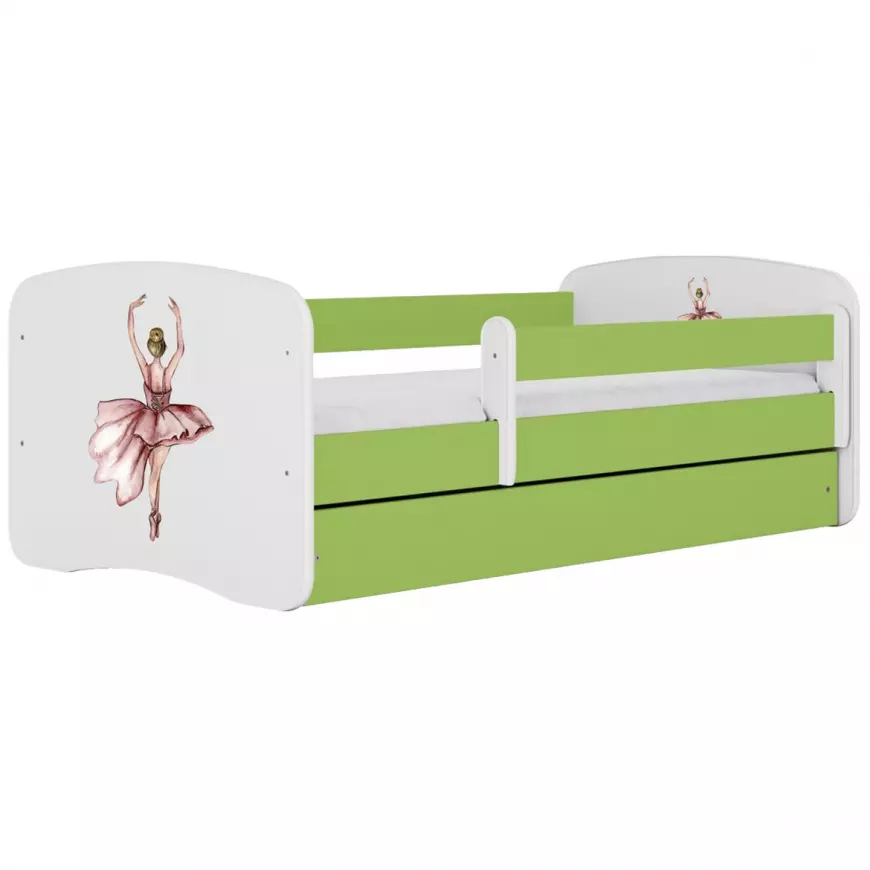 Dětská postel Babydreams+SZ+M zelená 80x180 Balerína