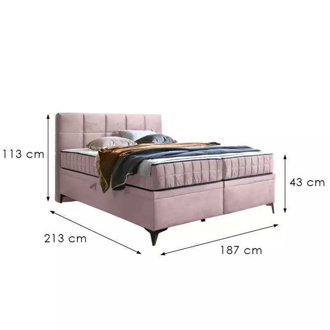 Postel Greta 180/200 Amon 21 růžová + matrace,4