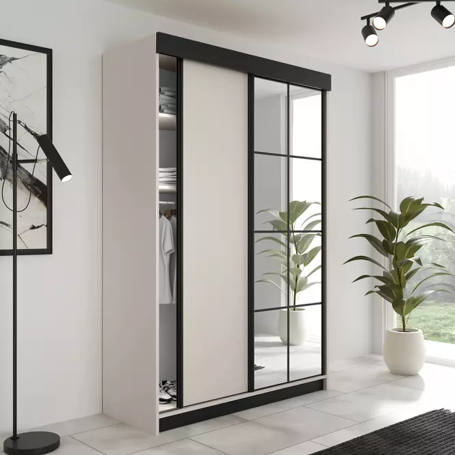 Šatní skříň Lamaro 167 kašmír + černé dělení,4