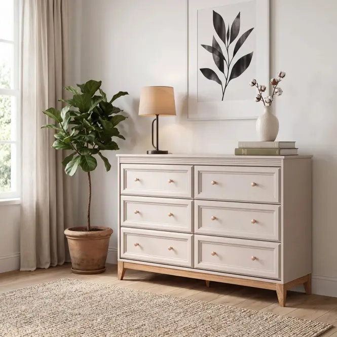 Komoda Windsor 3W 135 kašmír/dub přírodní