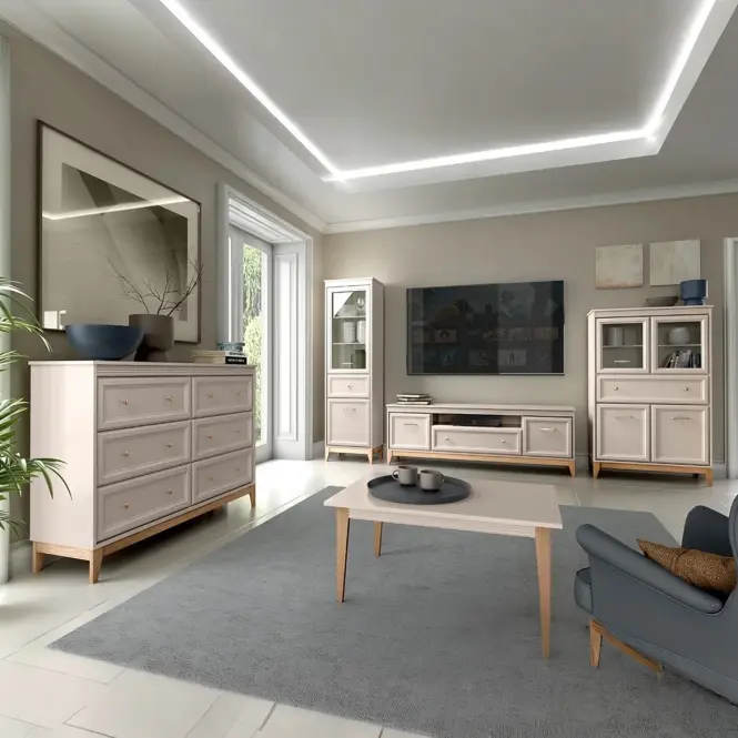 Komoda Windsor 3W 135 kašmír/dub přírodní