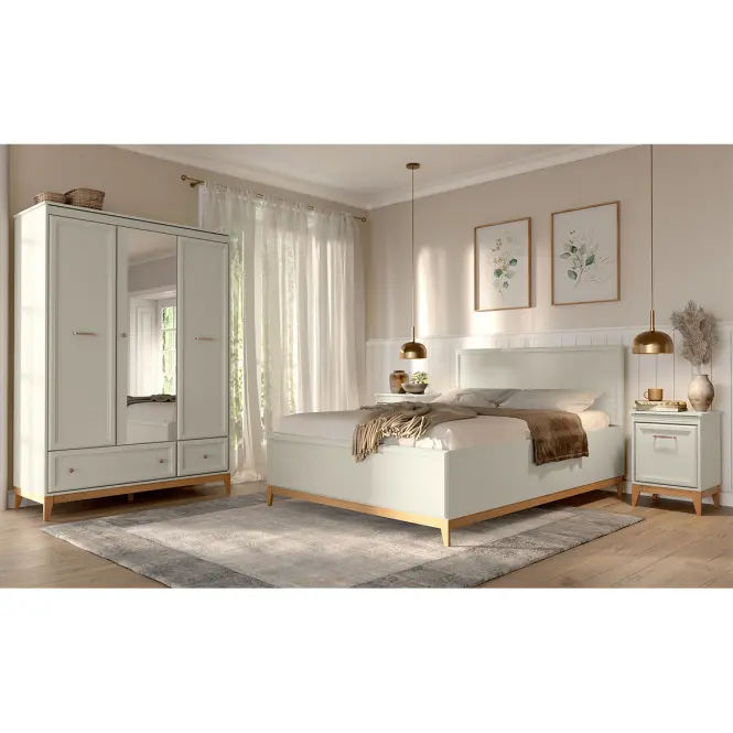 Komoda Windsor 3W 135 kašmír/dub přírodní