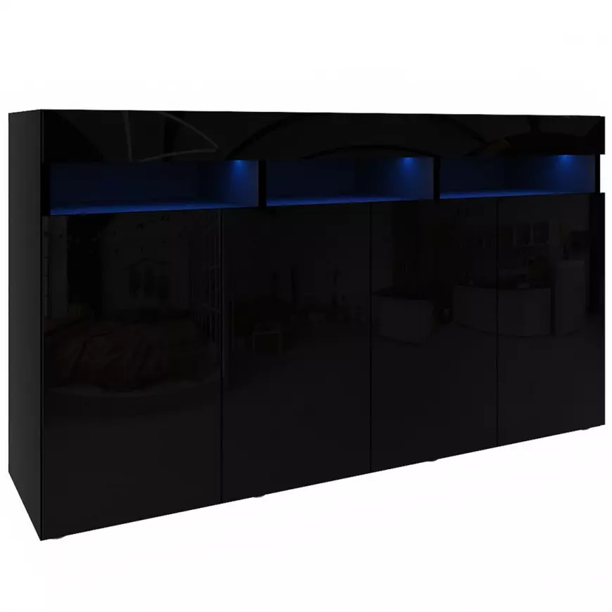 Komoda Izumi 140 BL černá mat/lesk