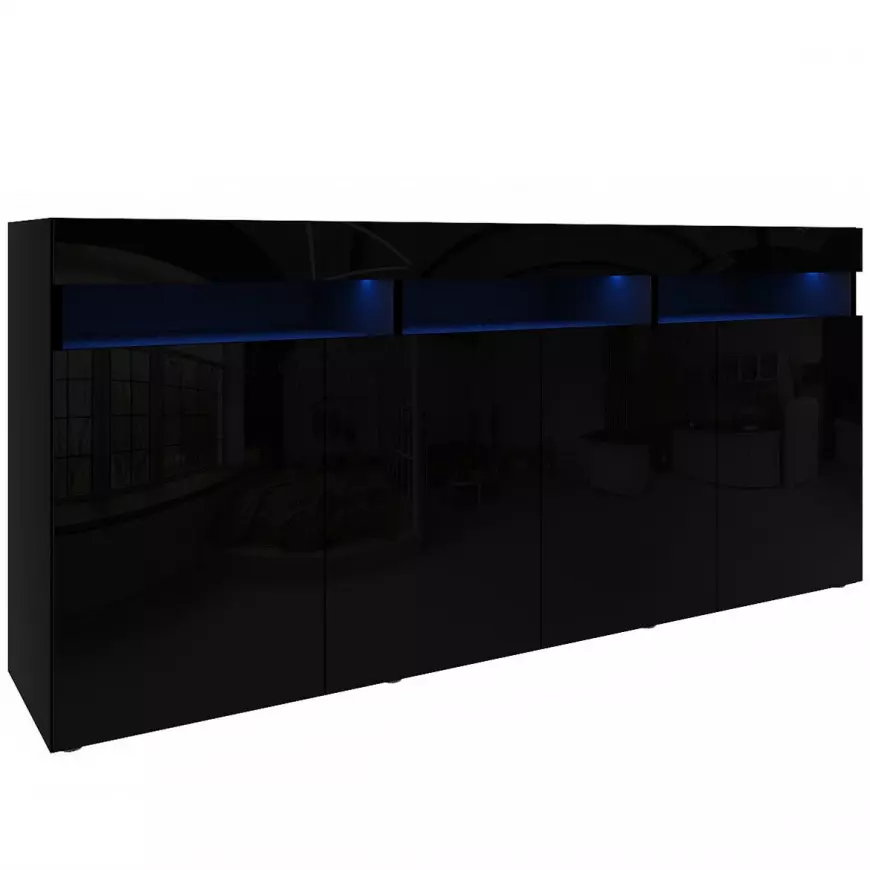 Komoda Izumi 175 BL černá mat/lesk