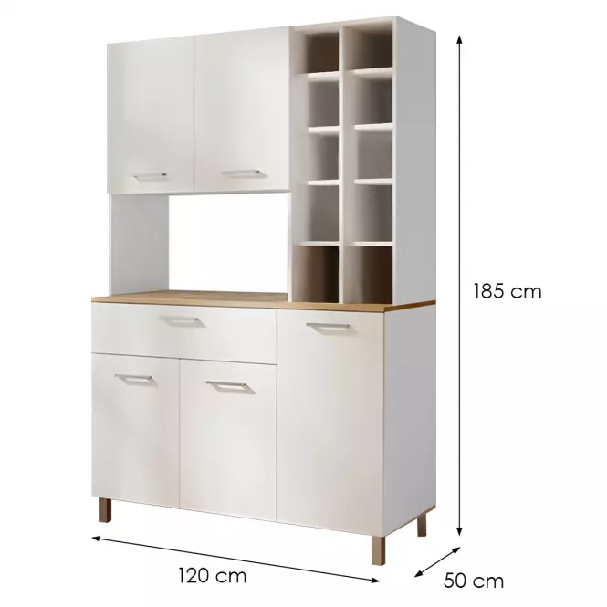 Vitrína do kuchyně Italy bílá s deskou dub artisan
