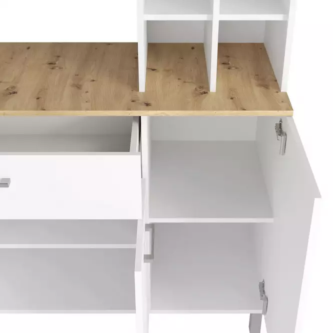 Vitrína do kuchyně Italy bílá s deskou dub artisan