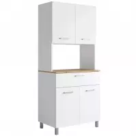 Vitrína do kuchyně Milano bílá s deskou dub artisan