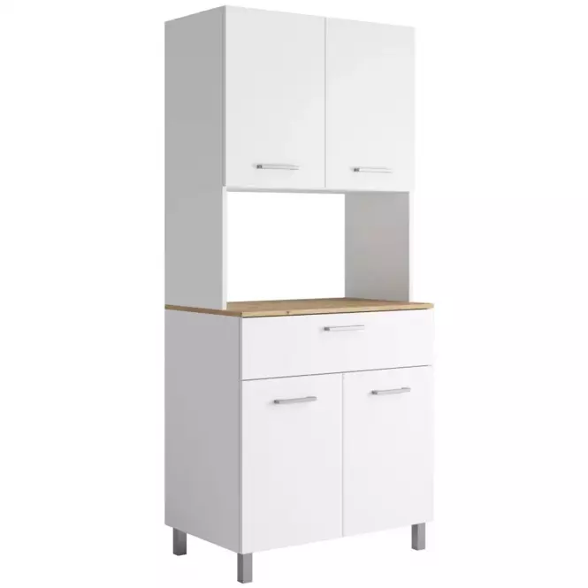 Vitrína do kuchyně Milano bílá s deskou dub artisan