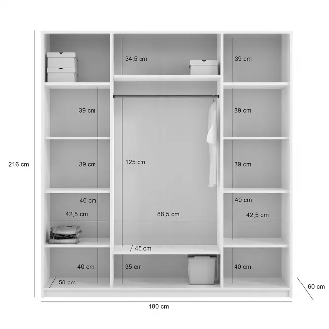 Šatní skříň Nicea 180 bílá,3