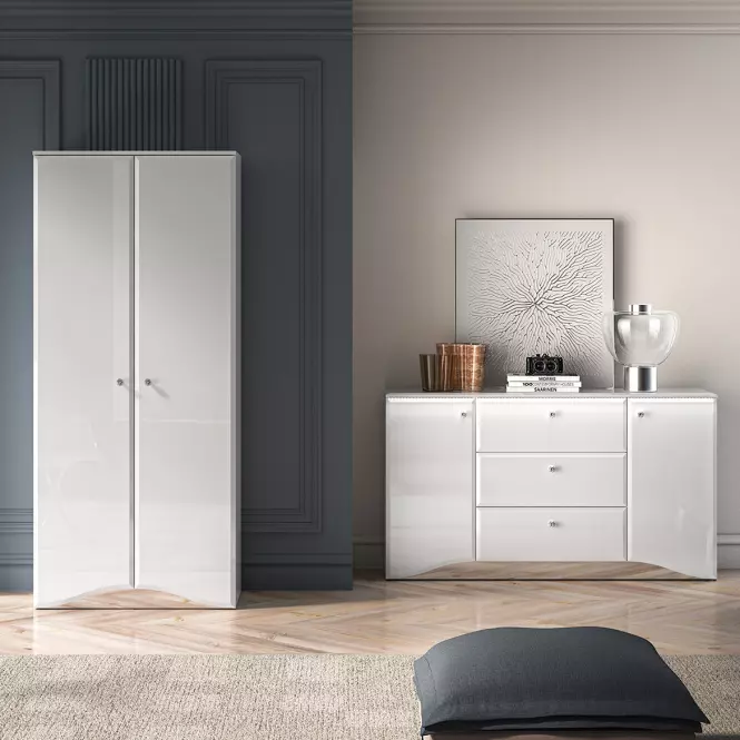 Skříň Glamour 08 bílá lesk