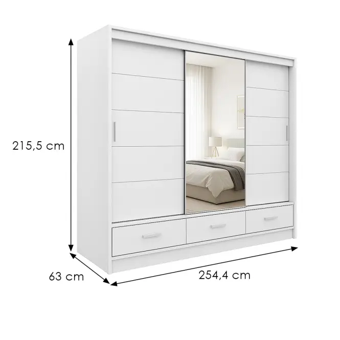 Šatní skříň Rossa 250 bílý