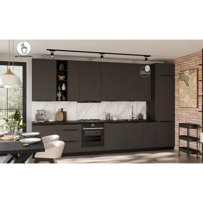 Kuchyňská linka Aria GR/BL 390 cm bez kuchyňské desky