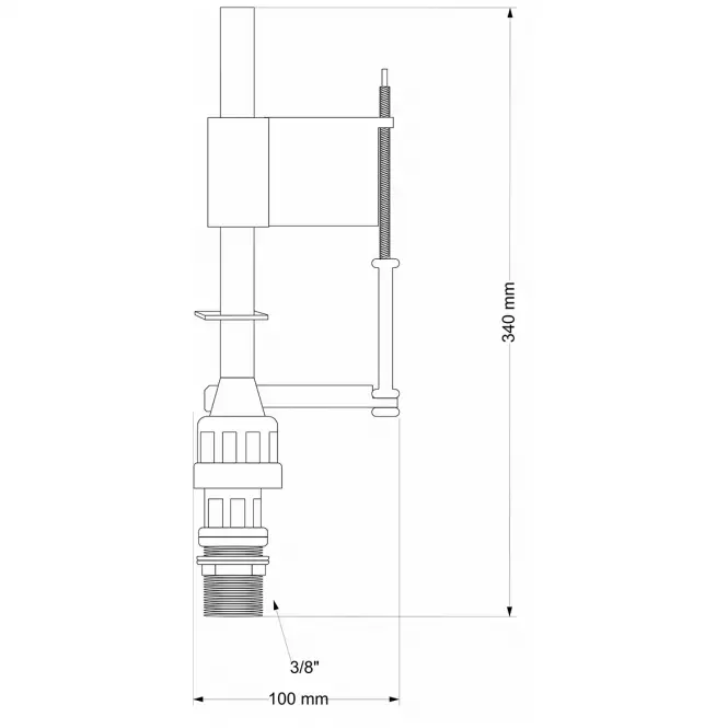 Napouštěcí ventil 3/8˝ PP dolní napájení
