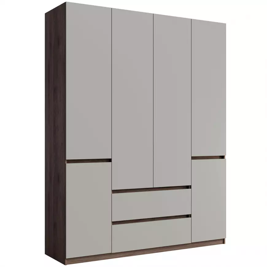 Šatní skříň 6D 2SZ Madison 46 šedá/ořech elegant