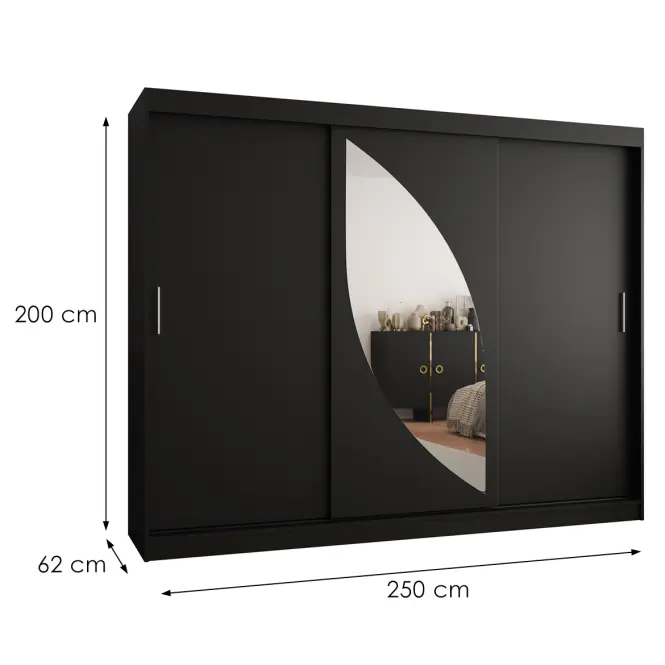 Šatní skříň Milo 250 černá,2