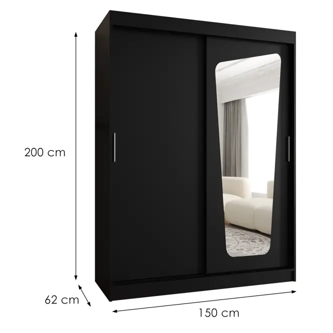 Šatní skříň Moka 150 černá,2