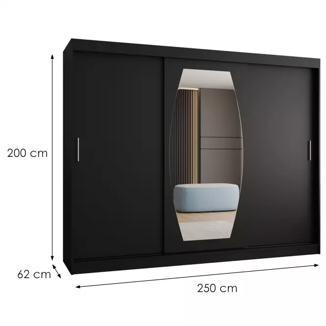 Šatní skříň Rossa 250 černá