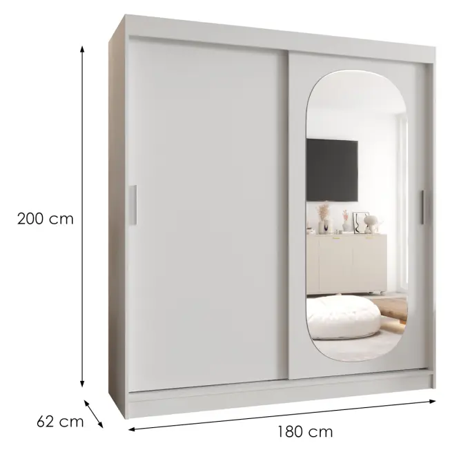 Šatní skříň Royal 180 bílá,2