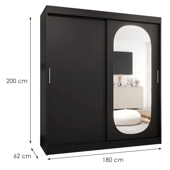 Šatní skříň Royal 180 černá,2
