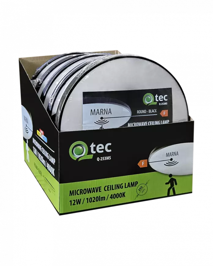 SVÍTIDLO QTEC Q-253MS MARNA 12W 4000K BLACK SENSOR