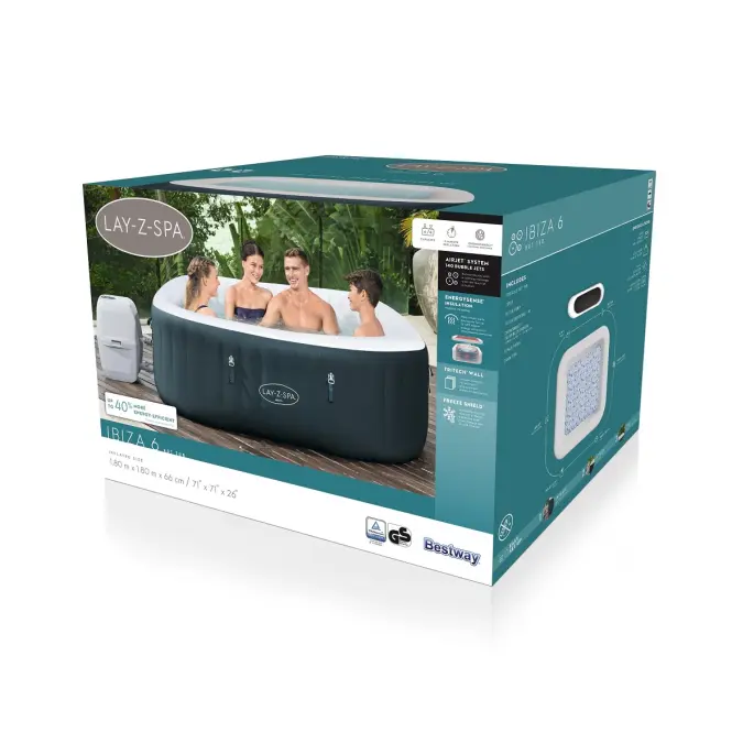 Bazén s hydromasáží SPA Ibiza Bestway 1,8x1,8x0,66 m  AirJet™ 6002U