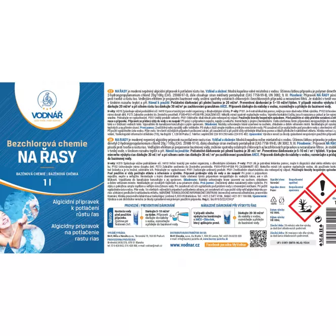 Vodnar přípravek na řasy 1l,2