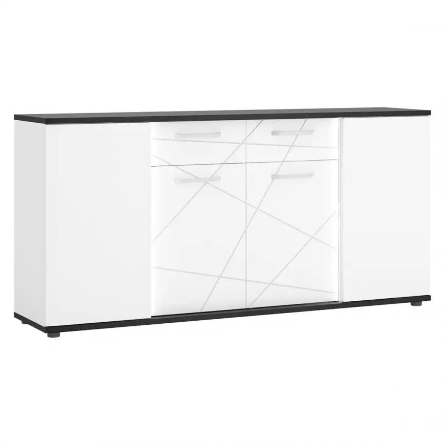 Komoda Venezia VENK02 4D2S bílý alpský/dub vicenza černá/mdf bílý L