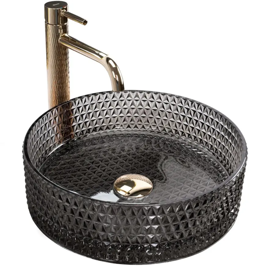 Umyvadlo na desku Cristal Black 07RU+REA-U9671