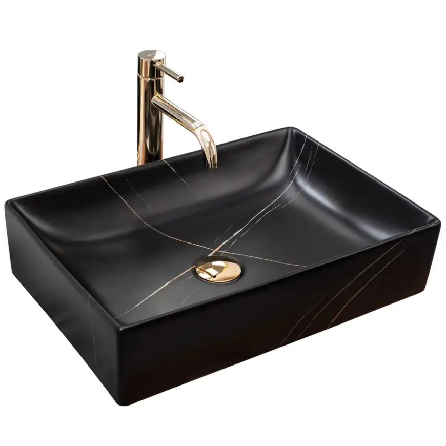 Umyvadlo na desku Inga Black Marble Matt  07RU+REA-U8006