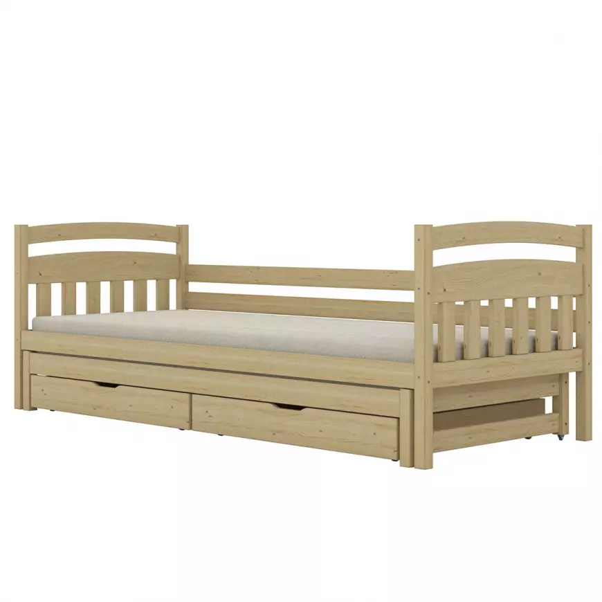 Postel Dawid přistýlka + zásuvky 80x180 přírodní, lakovaná