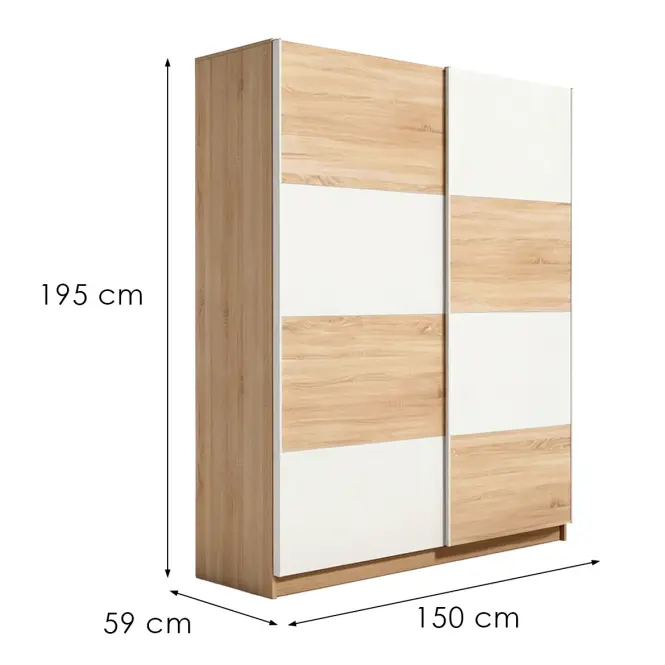 Šatní skříň Alfa 3 150cm Dub Sonoma/Bílá,2