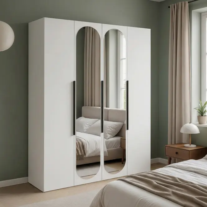 Šatní skříň Malmo 160 bílá + zrcadla