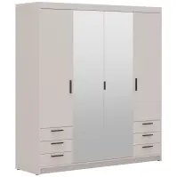 Šatní skříň Elena 4D 6S zrcadlo pískově béžová