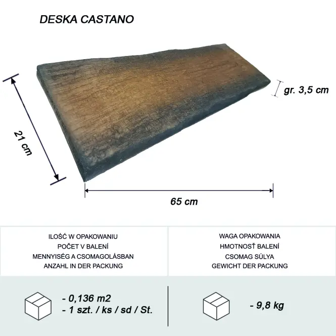 Zahradní deska Castano 65x21x3,5 cm,3