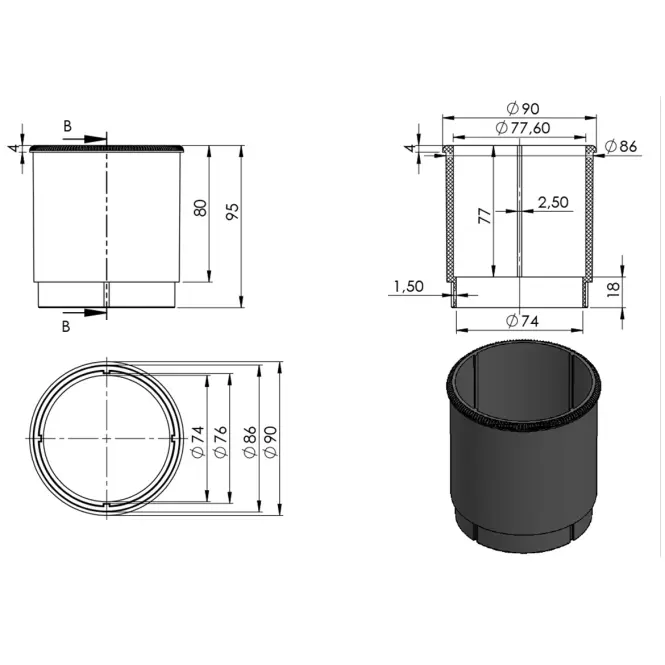 Nástavný válec pro terče Basic a Pro 80 mm,2