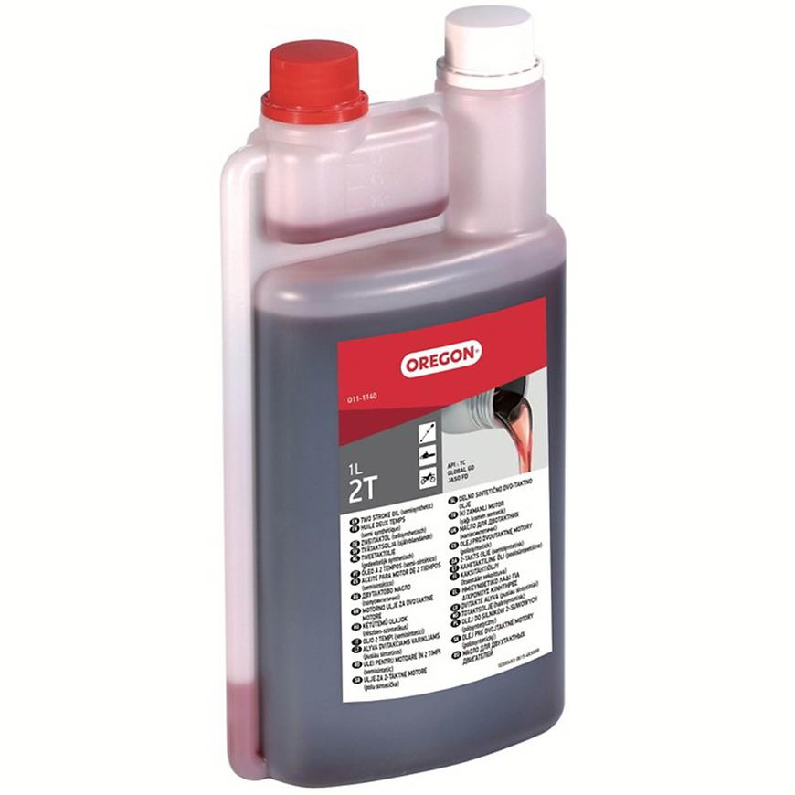 Polosyntetický olej 2T, 1L s odměrkou, červený