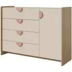 Komoda Lexi 9 cremona/makadamie/růžová