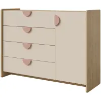 Komoda Lexi 9 cremona/makadamie/růžová