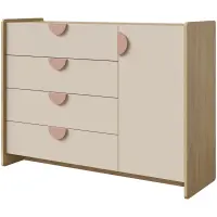 Komoda Lexi 9 cremona/makadamie/růžová