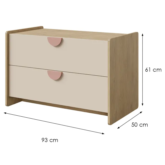 Komoda Lexi 11 cremona/makadamie/růžová,2