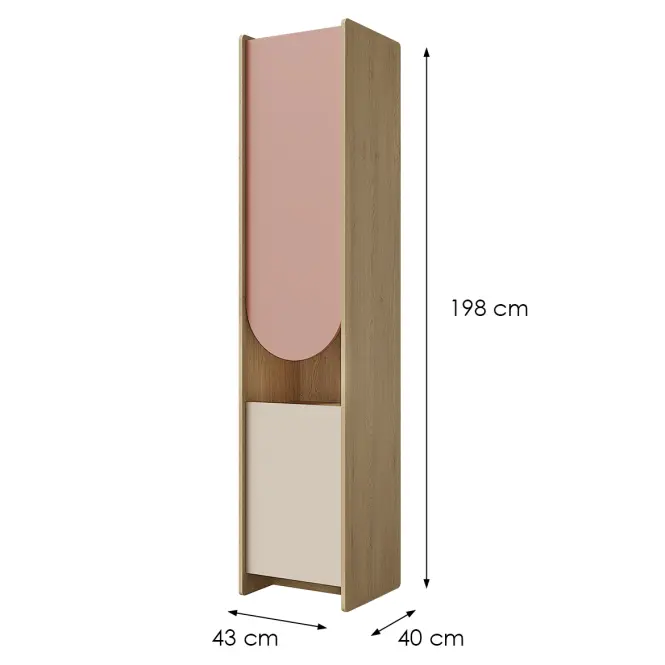 Regál Lexi 4L cremona/makadamie/růžová,2