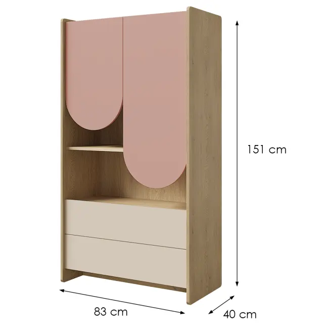 Regál Lexi 6 cremona/makadamie/růžová,2