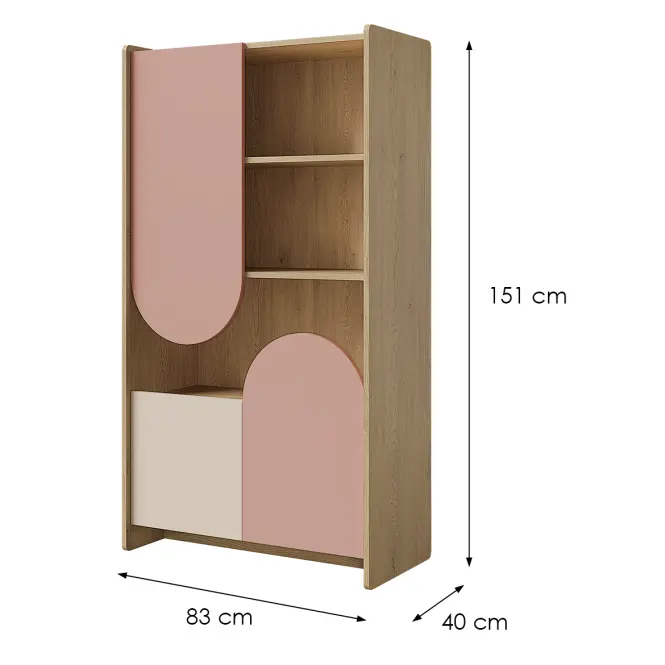 Regál Lexi 7 cremona/makadamie/růžová,2