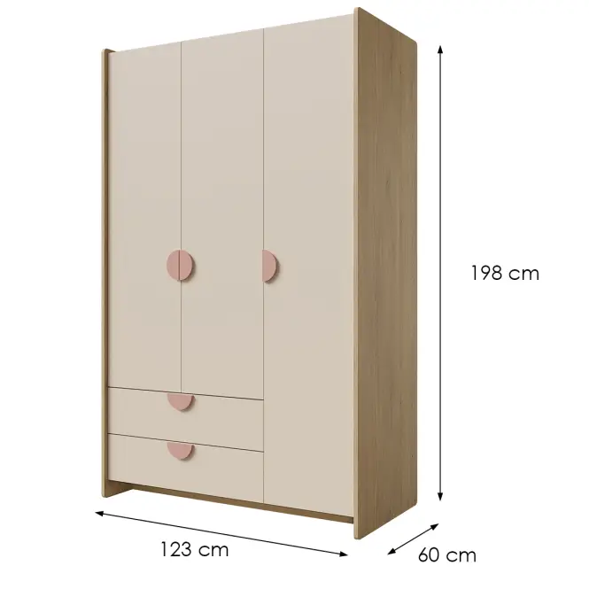 Skříň Lexi 1 cremona/makadamie/růžová