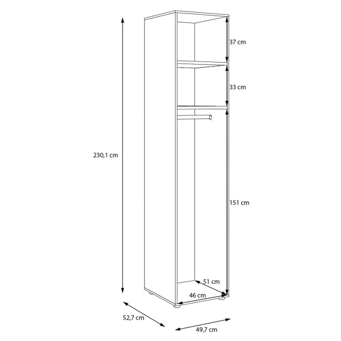 Korpus skříně Moduklix 49,7x230,1 dub Cabezone,4
